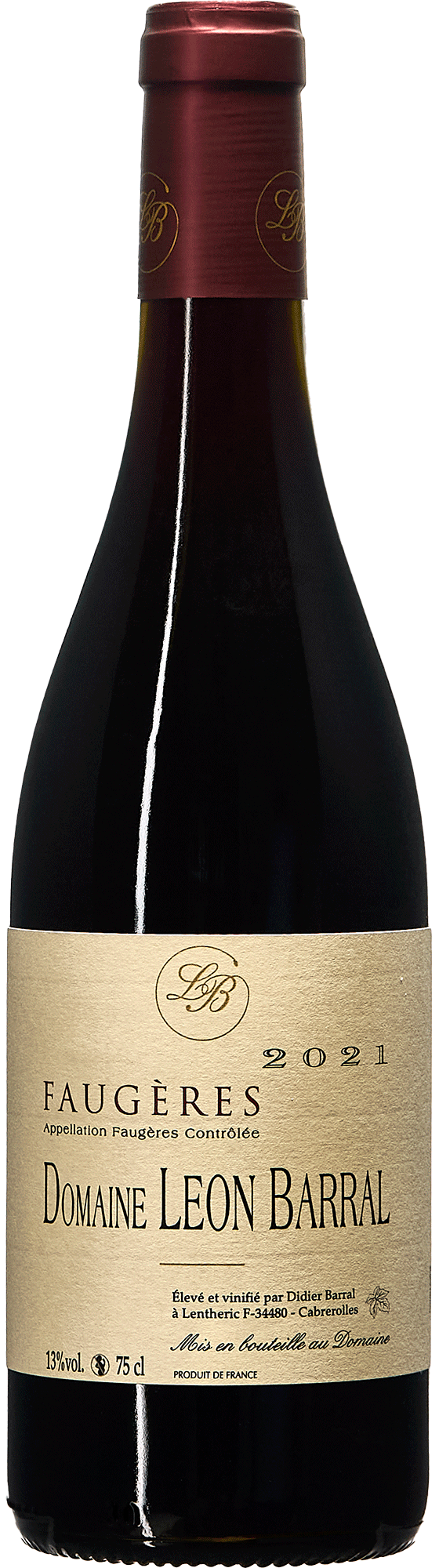 Faugères 2021 Domaine Léon Barral rouge bouteille organic biodynamic